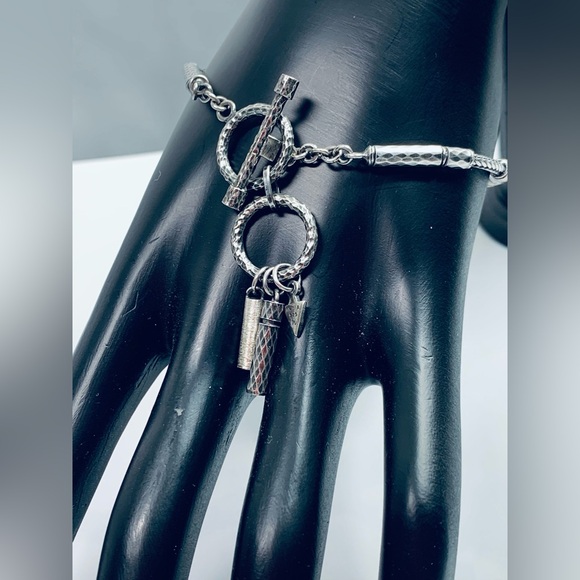 Silpada Vintage Sterling Silver Woven Foxtail, Textured Tubes/Dangles Bracelet - Picture 3 of 16